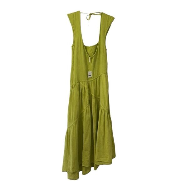 Free People Green MIDI Assymetrical Hem Dress(Size Large) - Picture 4 of 9